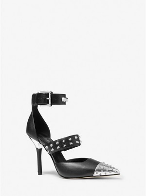 Michael Kors Amal Astor Stud Sandal Ženske Pete BLACK/SILVER | HR1718UZO