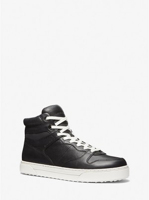 Michael Kors Barett Leather High-Top Muške Tenisice Crne | HR2265LIH