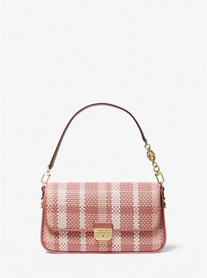 Michael Kors Bradshaw Small Woven Leather Convertible Ženske Torba preko Ramena Roze | HR1181AHS