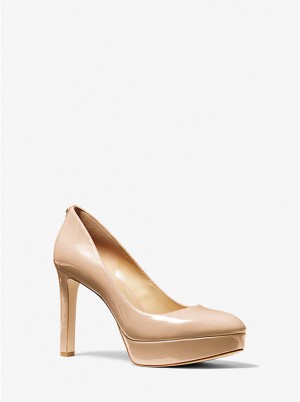 Michael Kors Chantal Faux Patent Leather Platform Ženske Stikle Svijetlo | HR1740BER