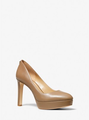 Michael Kors Chantal Leather Platform Ženske Stikle CASHEW | HR1741VRT