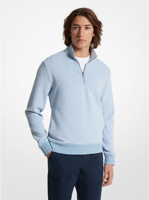 Michael Kors Cotton Blend Half-Zip Muške Džemper CHAMBRAY | HR2244DFC