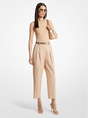 Michael Kors Cotton Blend Twill Cropped Ženske Hlače BUFF | HR1428BEH