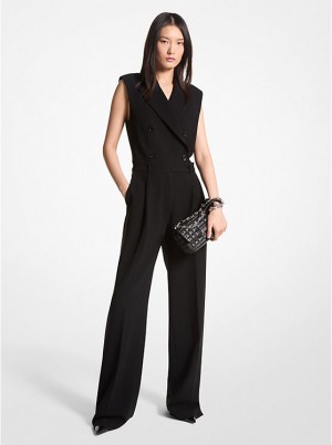 Michael Kors Crepe Double-Breasted Jumpsuit Ženske Haljina Crne | HR1286PJO