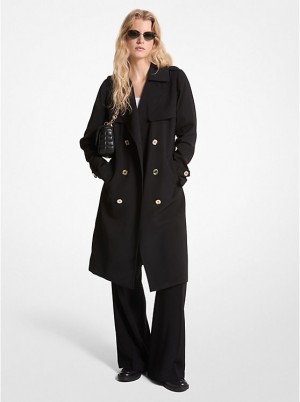 Michael Kors Draped Woven Trench Coat Ženske Jakna Crne | HR1362GSR