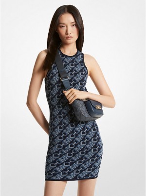 Michael Kors Empire Signature Logo Jacquard Tank Ženske Haljina MIDNIGHTBLUE | HR1292RVG