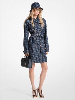 Michael Kors Empire Signature Logo Jacquard Denim Trench Coat Ženske Jakna RINSE | HR1365KOU