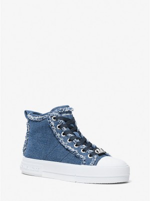 Michael Kors Evy Frayed Denim High-Top Ženske Tenisice DENIM | HR1983SGR