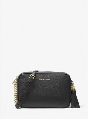 Michael Kors Ginny Leather Ženske Crossbody Torba Crne | HR1082YXX