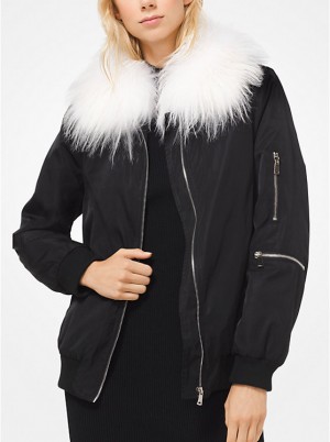 Michael Kors Goat Hair Collar Bomber Ženske Jakna Crne | HR1380ZUC