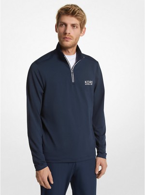 Michael Kors Golf Performance Quarter Zip Muške Majica s Kapuljačom MIDNIGHT | HR2236TCF