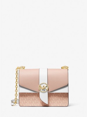 Michael Kors Greenwich Small Color-Block Logo and Saffiano Leather Ženske Crossbody Torba BALLET MULTI | HR1086WNN