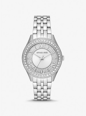 Michael Kors Harlowe Pavé Silver-Tone Ženske Sat Srebrne | HR1582MQI