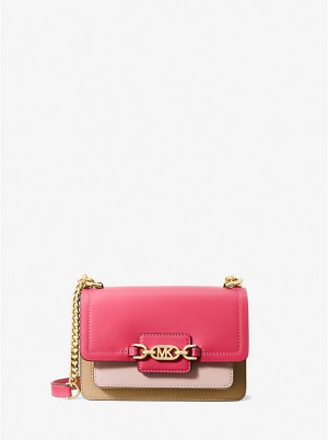 Michael Kors Heather Extra-Small Color-Block Leather Ženske Crossbody Torba Crvene | HR1089WNQ