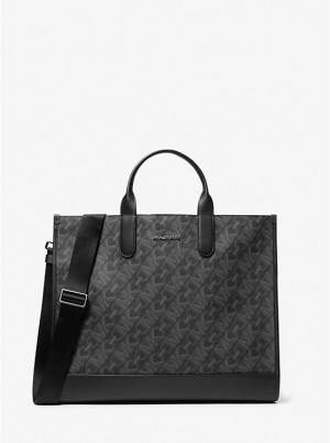 Michael Kors Hudson Empire Signature Logo Tote Muške Kofer Crne | HR2137PJV