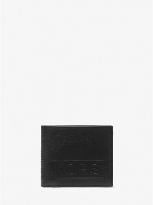 Michael Kors Hudson Pebbled Leather Billfold With Coin Pouch Muške Novčanik Crne | HR2166FDN