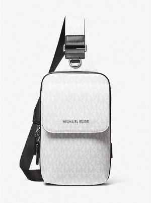 Michael Kors Hudson Signature Logo Sling Pack Muške Crossbody Torba BRIGHT WHT | HR2120ILY