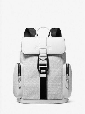 Michael Kors Hudson Signature Logo and Leather Cargo Muške Ruksak BRIGHT WHT | HR2100NWD