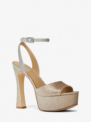 Michael Kors Jensen Glitter Platform Ženske Sandale SILV/PLGOLD | HR1881FDP