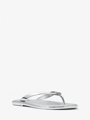 Michael Kors Jet Set Metallic Jelly Flip-Flop Ženske Sandale Srebrne | HR1884JPD