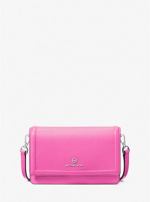 Michael Kors Jet Set Small Pebbled Leather Smartphone Convertible Ženske Crossbody Torba CERISE | HR1105KOJ