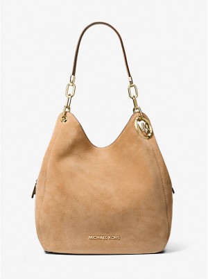 Michael Kors Lillie Large Suede Ženske Tote PALE PEANUT | HR1261KOA