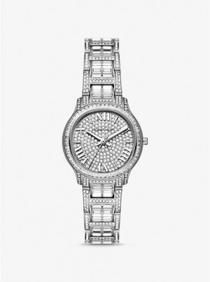 Michael Kors Limited-Edition Mini Sage Pavé Silver-Tone Ženske Sat Srebrne | HR1594FDZ