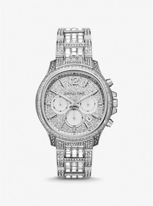 Michael Kors Limited-Edition Oversized Sage Pavé Silver-Tone Ženske Sat Srebrne | HR1595DFX