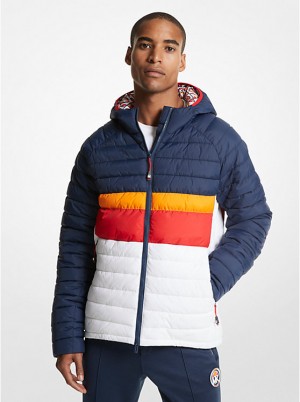 Michael Kors MK x ellesse Breckenridge Color-Blocked Quilted Nylon Puffer Muške Jakna DRESS BLUES | HR2192DFB