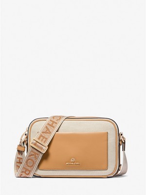 Michael Kors Maeve Large Canvas and Smooth Ženske Crossbody Torba PALE PEANUT | HR1112NWB