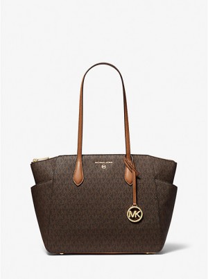 Michael Kors Marilyn Medium Logo Ženske Tote BRN/ACORN | HR1262LIS