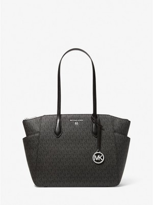 Michael Kors Marilyn Medium Logo Ženske Tote Crne | HR1263ZUD