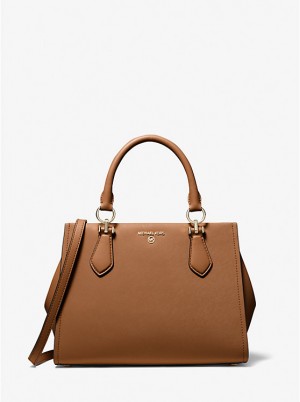 Michael Kors Marilyn Medium Saffiano Leather Satchel Ženske Crossbody Torba LUGGAGE | HR1117VRW