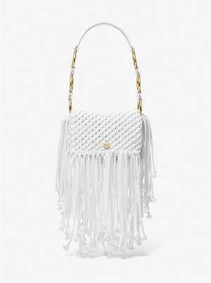 Michael Kors Marissa Medium Hand-Woven Macramé Ženske Torba preko Ramena Bijele | HR1227JPR