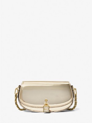 Michael Kors Mila Small Metallic Leather Ženske Crossbody Torba Zlatne | HR1123JPI