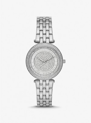 Michael Kors Mini Darci Pavé Silver-Tone Ženske Sat Srebrne | HR1603TCW