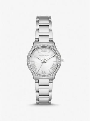 Michael Kors Mini Sage Pavé Silver-Tone Ženske Sat Srebrne | HR1612TCA