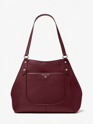 Michael Kors Molly Large Pebbled Leather Ženske Torba preko Ramena MERLOT | HR1229GSY