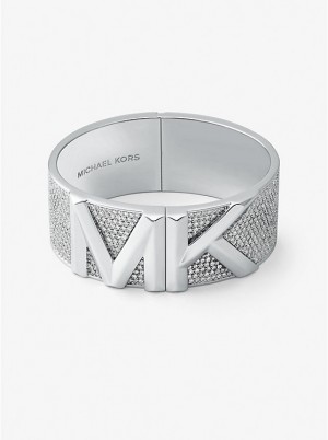 Michael Kors Mott Precious Metal-Plated Brass Pavé Ženske Kruta Narukvica Srebrne | HR1496ILE