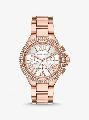 Michael Kors Oversized Camille Pavé Rose Gold-Tone Ženske Sat Roze Zlatne | HR1618AHJ