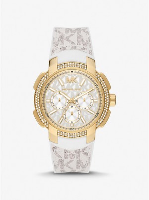 Michael Kors Oversized Sydney Pavé Gold-Tone and Logo Ženske Sat VANILLA | HR1643JPG