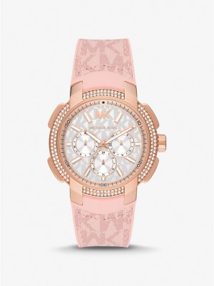 Michael Kors Oversized Sydney Pavé Rose Gold-Tone and Logo Ženske Sat Roze | HR1644HAH