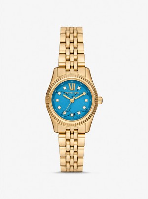 Michael Kors Petite Lexington Pavé Gold-Tone Ženske Sat Tirkizne | HR1651OKV