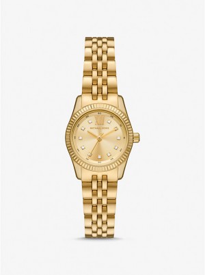 Michael Kors Petite Lexington Pavé Gold-Tone Ženske Sat Zlatne | HR1652ILB