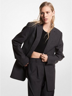 Michael Kors Pinstripe Stretch Wool Blazer Ženske Jakna DERBY HEATHER | HR1401WNH