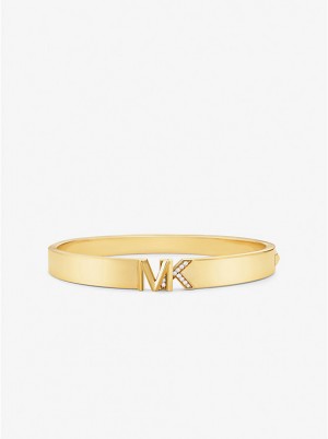 Michael Kors Precious Metal-Plated Brass Pavé Logo Ženske Kruta Narukvica Zlatne | HR1506EBD