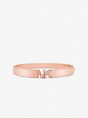 Michael Kors Precious Metal-Plated Brass Pavé Logo Ženske Kruta Narukvica Roze Zlatne | HR1508TCG