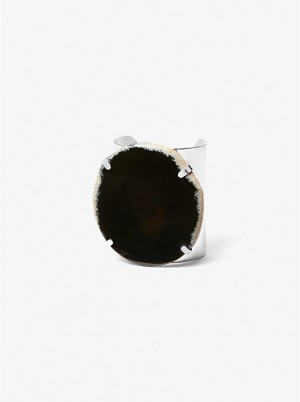 Michael Kors Precious Metal-Plated Brass and Agate Cuff Ženske Narukvica BLACK/SILVER | HR1518GSN