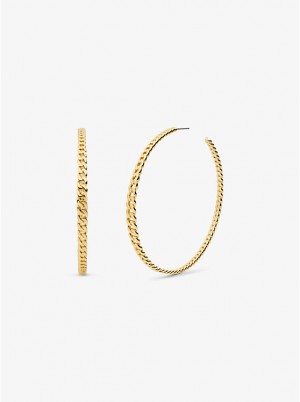 Michael Kors Precious Metal-Plated Brass Curb Link Hoop Ženske Naušnice Zlatne | HR1539JPL