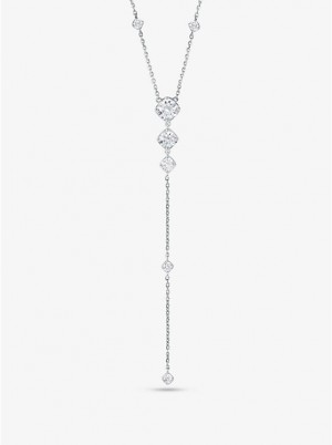 Michael Kors Precious Metal-Plated Sterling Silver Cubic Zirconia Lariat Ženske Ogrlica Srebrne | HR1570GSV